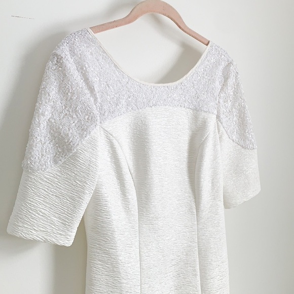 Keepsake The Label White Sequined Short Sleeve Mini Dress small - Picture 4 of 10